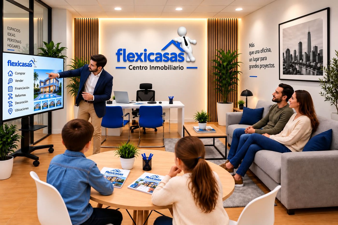 Presentación de proyectos en el centro inmobiliario flexicasas